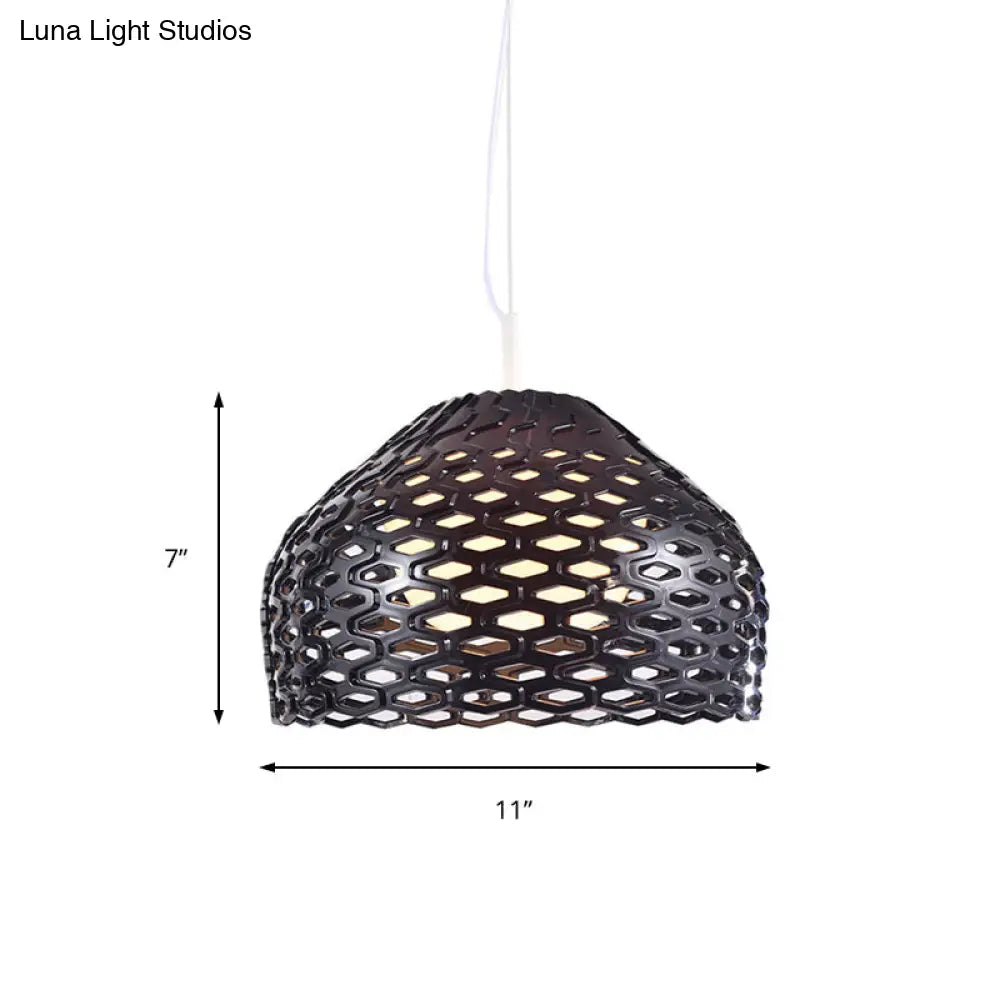 Contemporary Dome Pendant Light: Resin, 1-Light, White/Black Hanging Lamp for Dining Room