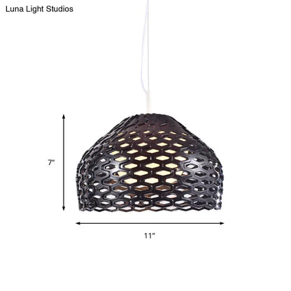 Contemporary Dome Pendant Light: Resin, 1-Light, White/Black Hanging Lamp for Dining Room