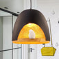 Contemporary Dome Pendant Light with Nest and Bird Design - Resin Hanging Lamp Fixture (White/Black)