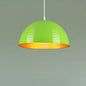 Contemporary Dome Shade Pendant Light - Ruffle Single Head Metal Pendant, Red/Yellow/Blue - Available in 12"/16"/19.5" Width