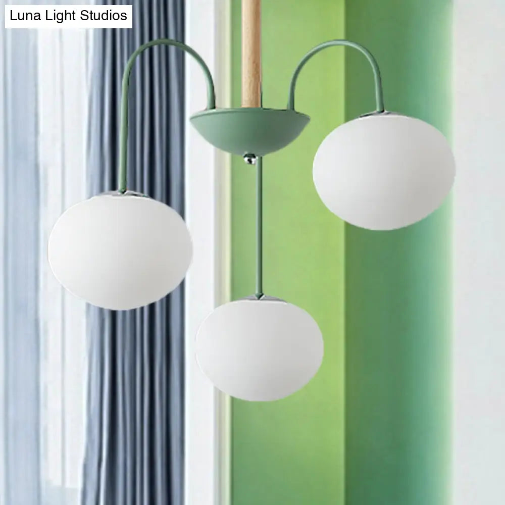 Lámpara de techo contemporánea de cristal blanco con forma de cúpula - 3/5 luces - Lámpara colgante gris/verde