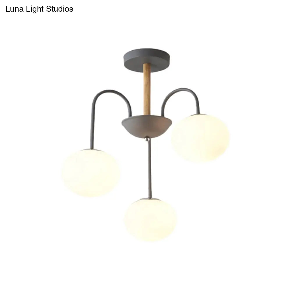 Lámpara de techo contemporánea de cristal blanco con forma de cúpula - 3/5 luces - Lámpara colgante gris/verde