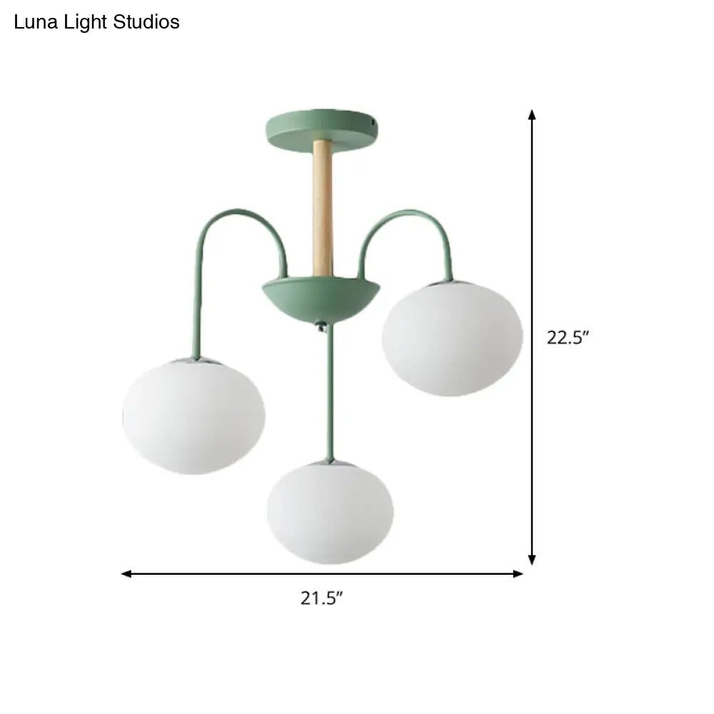 Lámpara de techo contemporánea de cristal blanco con forma de cúpula - 3/5 luces - Lámpara colgante gris/verde