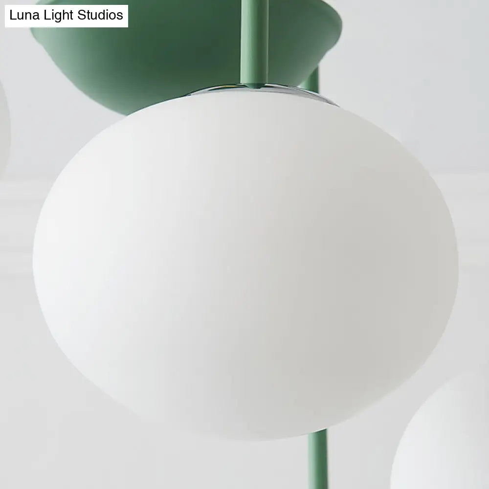 Lámpara de techo contemporánea de cristal blanco con forma de cúpula - 3/5 luces - Lámpara colgante gris/verde