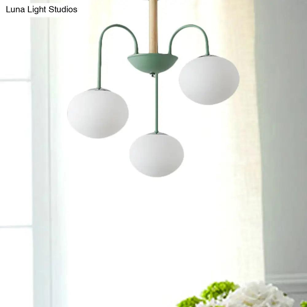 Lámpara de techo contemporánea de cristal blanco con forma de cúpula - 3/5 luces - Lámpara colgante gris/verde
