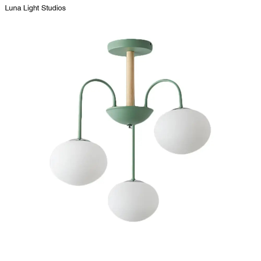 Lámpara de techo contemporánea de cristal blanco con forma de cúpula - 3/5 luces - Lámpara colgante gris/verde