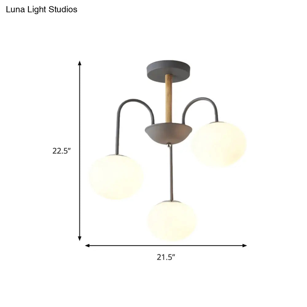 Lámpara de techo contemporánea de cristal blanco con forma de cúpula - 3/5 luces - Lámpara colgante gris/verde