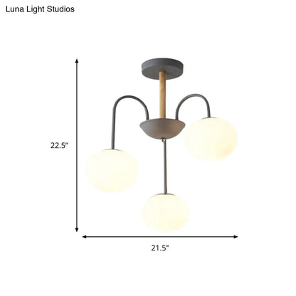 Lámpara de techo contemporánea de cristal blanco con forma de cúpula - 3/5 luces - Lámpara colgante gris/verde