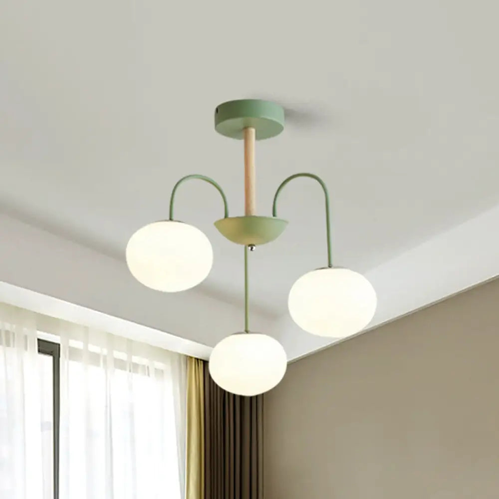 Lámpara de techo contemporánea de cristal blanco con forma de cúpula - 3/5 luces - Lámpara colgante gris/verde
