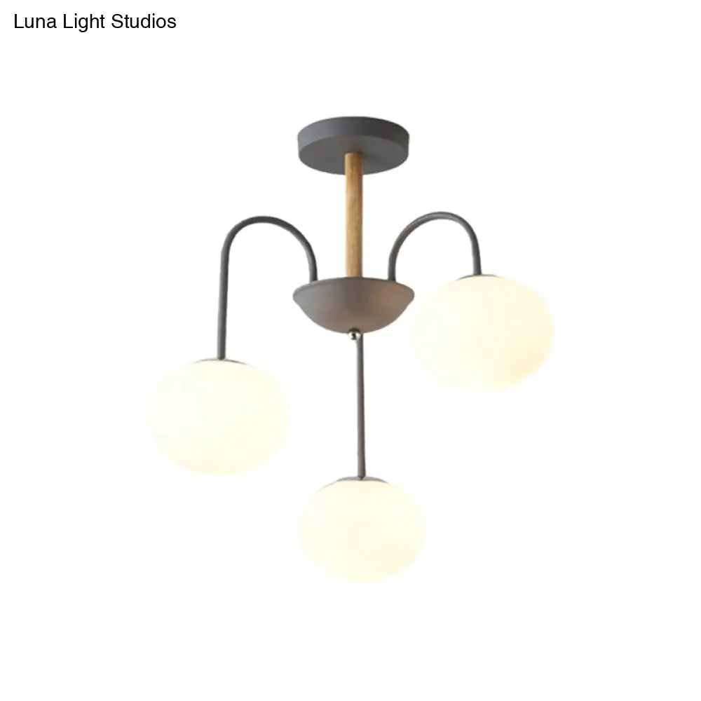 Lámpara de techo contemporánea de cristal blanco con forma de cúpula - 3/5 luces - Lámpara colgante gris/verde