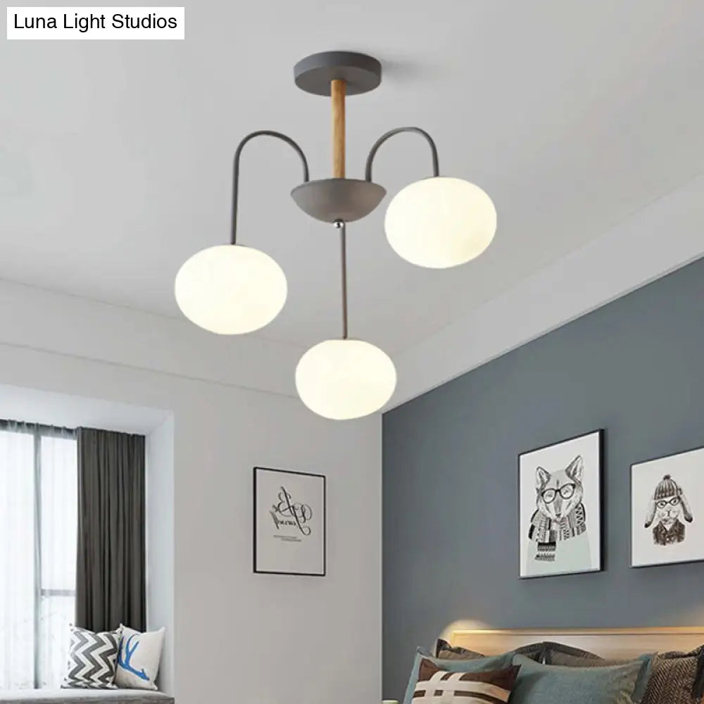 Lámpara de techo contemporánea de cristal blanco con forma de cúpula - 3/5 luces - Lámpara colgante gris/verde