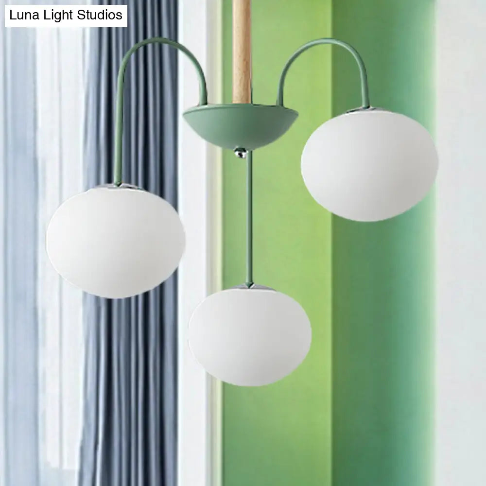 Lámpara de techo contemporánea de cristal blanco con forma de cúpula - 3/5 luces - Lámpara colgante gris/verde