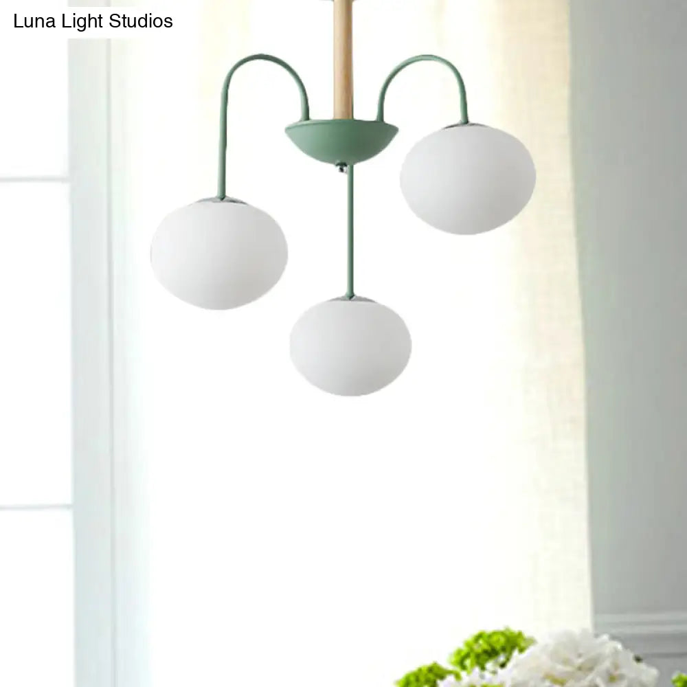 Lámpara de techo contemporánea de cristal blanco con forma de cúpula - 3/5 luces - Lámpara colgante gris/verde