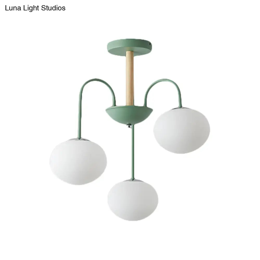 Lámpara de techo contemporánea de cristal blanco con forma de cúpula - 3/5 luces - Lámpara colgante gris/verde