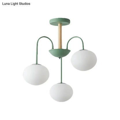 Lámpara de techo contemporánea de cristal blanco con forma de cúpula - 3/5 luces - Lámpara colgante gris/verde
