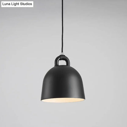 Contemporary Domed Pendant Lamp: Metal, 1 Light, Black Suspension Lighting for Dining Room