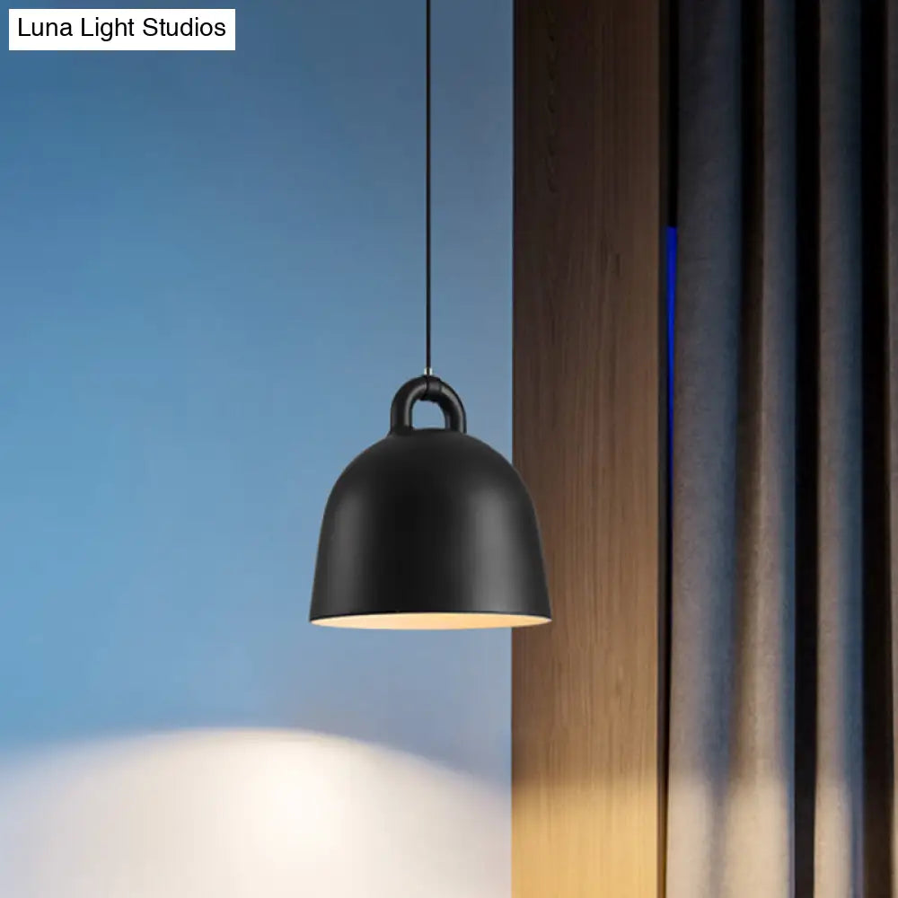 Contemporary Domed Pendant Lamp: Metal, 1 Light, Black Suspension Lighting for Dining Room