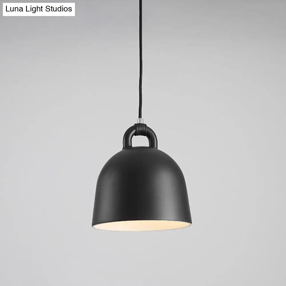 Contemporary Domed Pendant Lamp: Metal, 1 Light, Black Suspension Lighting for Dining Room