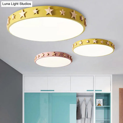DecorBites™ DecorBites™ Contemporary Drum Flush Mount Light with Star Decoration - Ideal for Kids' Bedroom