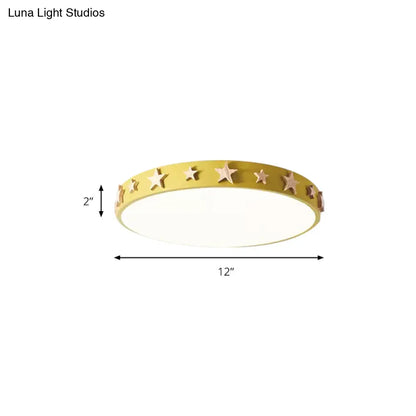 DecorBites™ DecorBites™ Contemporary Drum Flush Mount Light with Star Decoration - Ideal for Kids' Bedroom