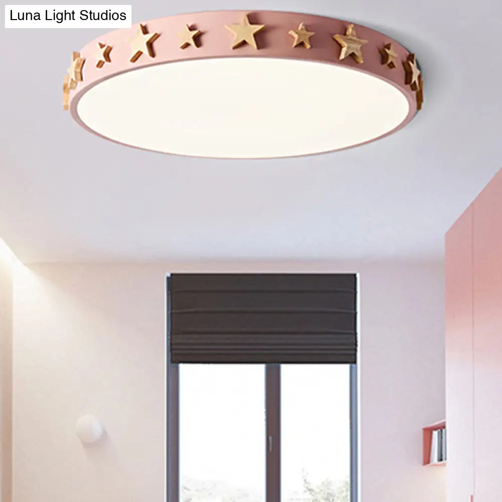 DecorBites™ DecorBites™ Contemporary Drum Flush Mount Light with Star Decoration - Ideal for Kids' Bedroom