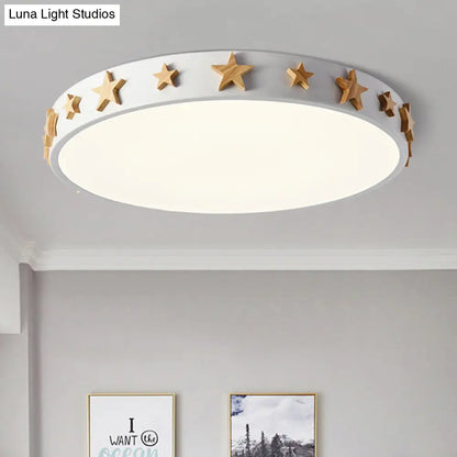 DecorBites™ DecorBites™ Contemporary Drum Flush Mount Light with Star Decoration - Ideal for Kids' Bedroom