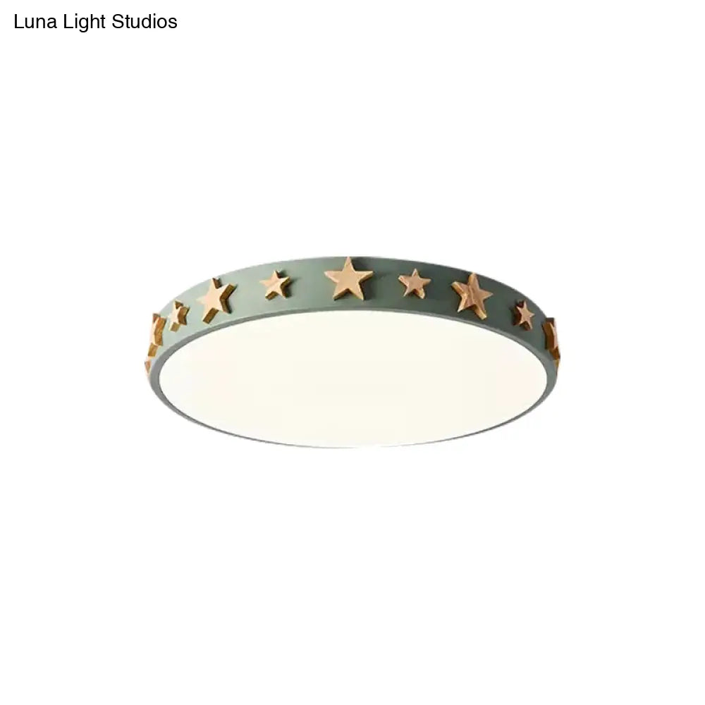 DecorBites™ DecorBites™ Contemporary Drum Flush Mount Light with Star Decoration - Ideal for Kids' Bedroom