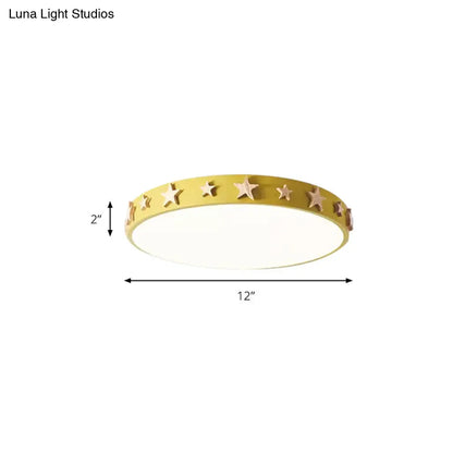 DecorBites™ DecorBites™ Contemporary Drum Flush Mount Light with Star Decoration - Ideal for Kids' Bedroom