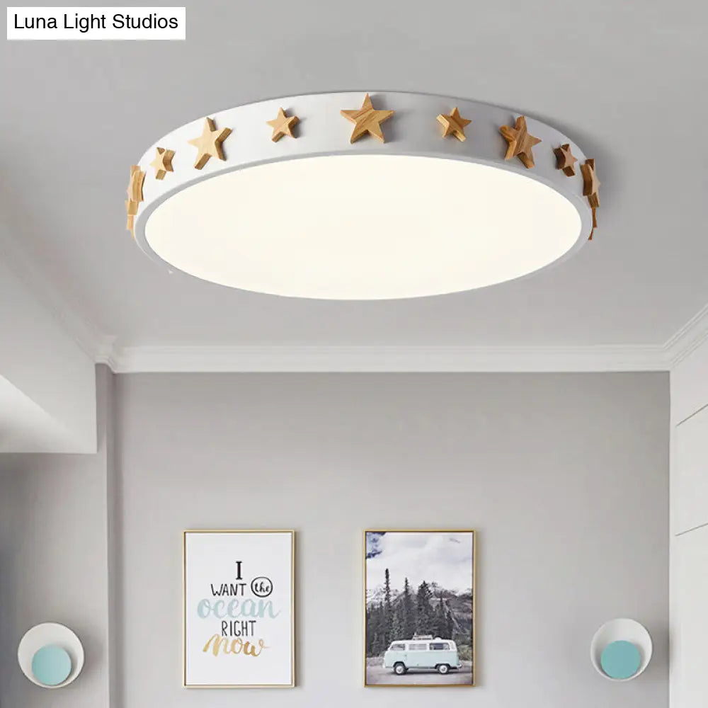 DecorBites™ DecorBites™ Contemporary Drum Flush Mount Light with Star Decoration - Ideal for Kids' Bedroom