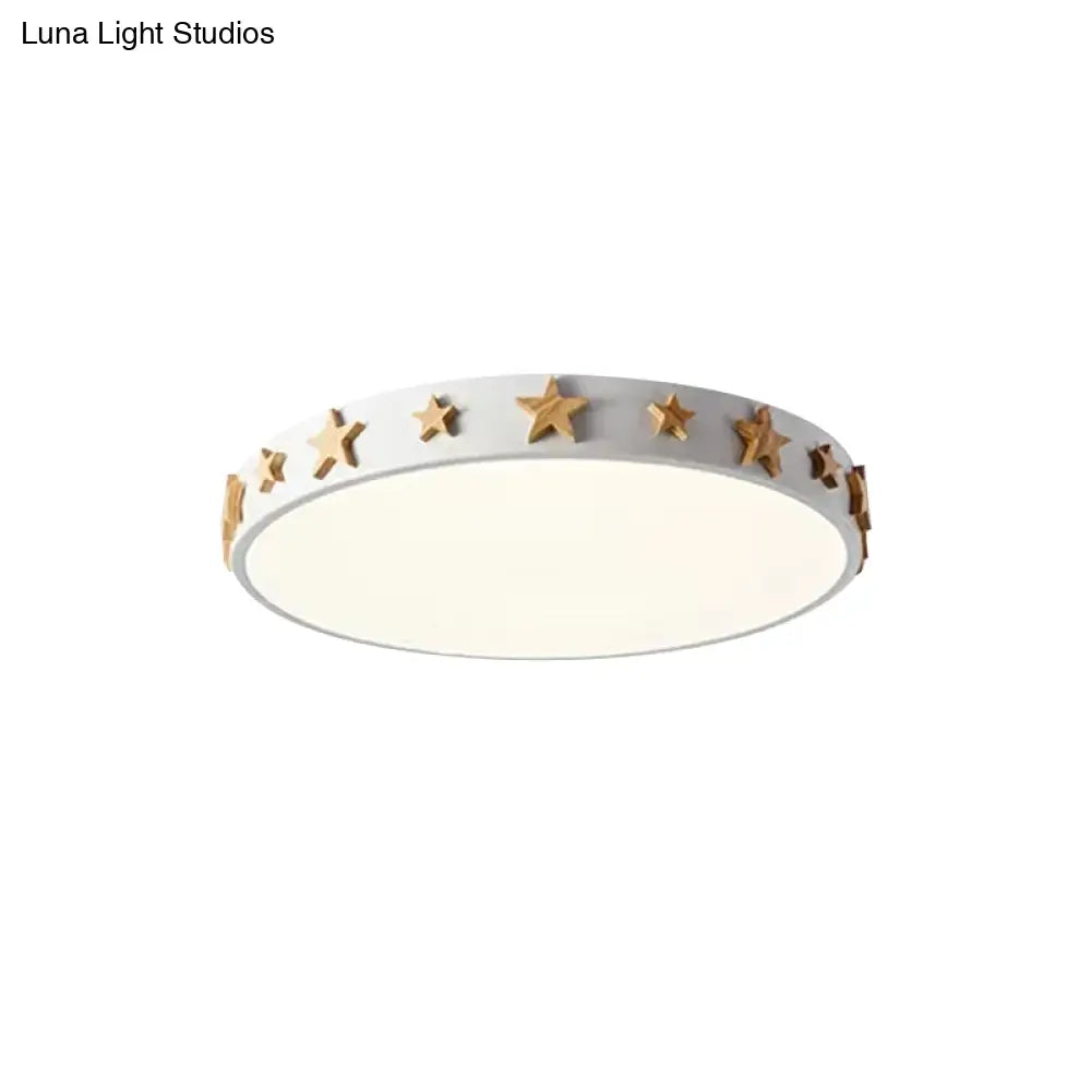 DecorBites™ DecorBites™ Contemporary Drum Flush Mount Light with Star Decoration - Ideal for Kids' Bedroom