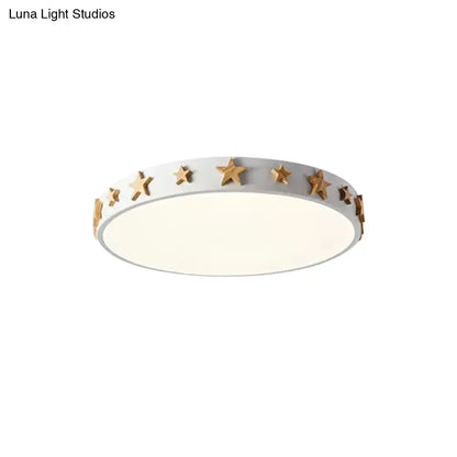 DecorBites™ DecorBites™ Contemporary Drum Flush Mount Light with Star Decoration - Ideal for Kids' Bedroom