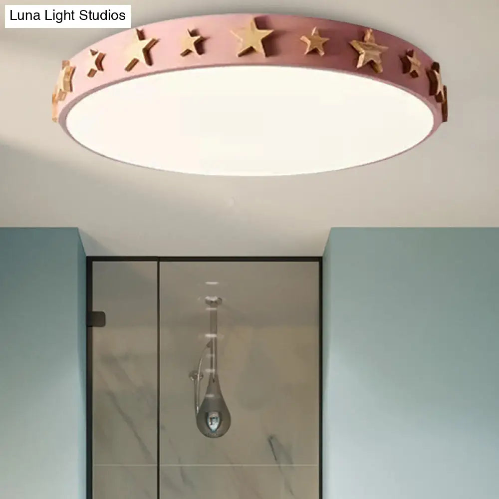 DecorBites™ DecorBites™ Contemporary Drum Flush Mount Light with Star Decoration - Ideal for Kids' Bedroom