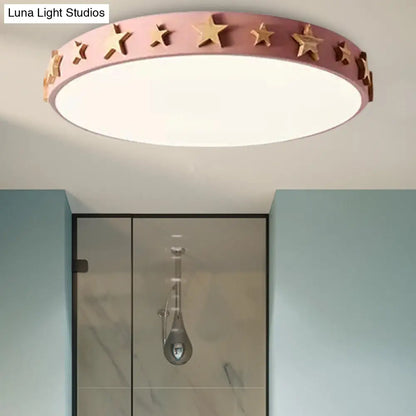 DecorBites™ DecorBites™ Contemporary Drum Flush Mount Light with Star Decoration - Ideal for Kids' Bedroom