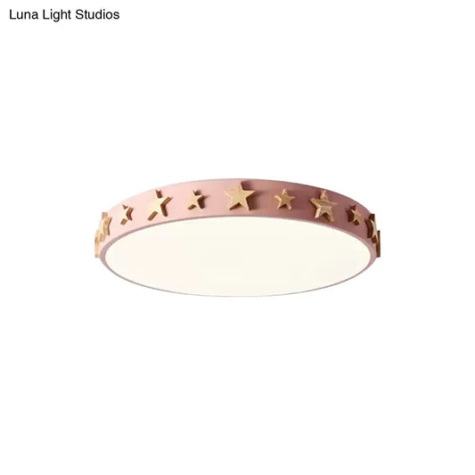 DecorBites™ DecorBites™ Contemporary Drum Flush Mount Light with Star Decoration - Ideal for Kids' Bedroom