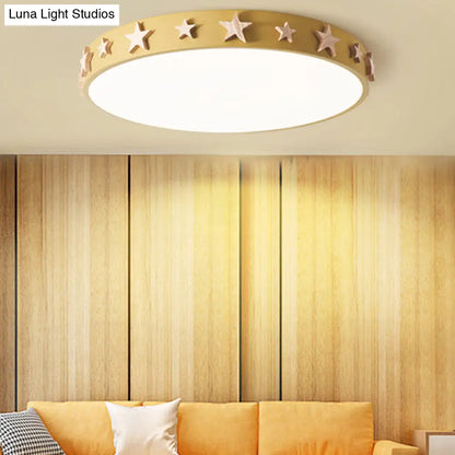 DecorBites™ DecorBites™ Contemporary Drum Flush Mount Light with Star Decoration - Ideal for Kids' Bedroom
