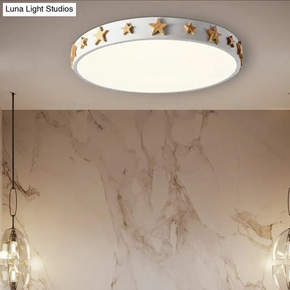 DecorBites™ DecorBites™ Contemporary Drum Flush Mount Light with Star Decoration - Ideal for Kids' Bedroom