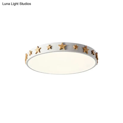 DecorBites™ DecorBites™ Contemporary Drum Flush Mount Light with Star Decoration - Ideal for Kids' Bedroom