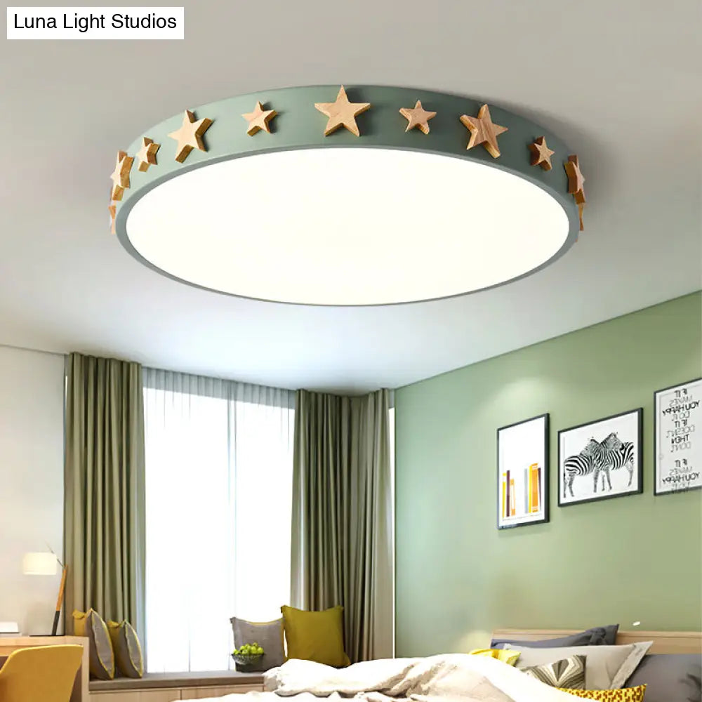 DecorBites™ DecorBites™ Contemporary Drum Flush Mount Light with Star Decoration - Ideal for Kids' Bedroom