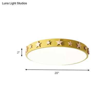 DecorBites™ DecorBites™ Contemporary Drum Flush Mount Light with Star Decoration - Ideal for Kids' Bedroom