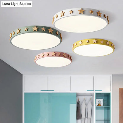 DecorBites™ DecorBites™ Contemporary Drum Flush Mount Light with Star Decoration - Ideal for Kids' Bedroom