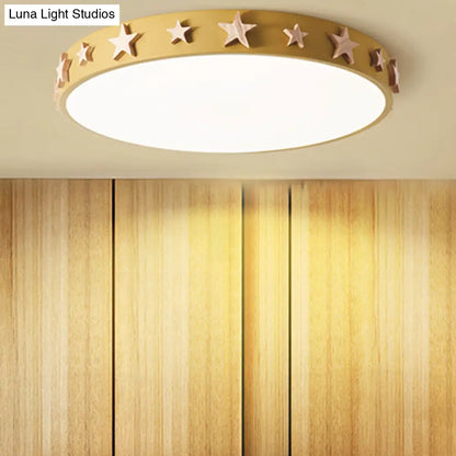 DecorBites™ DecorBites™ Contemporary Drum Flush Mount Light with Star Decoration - Ideal for Kids' Bedroom
