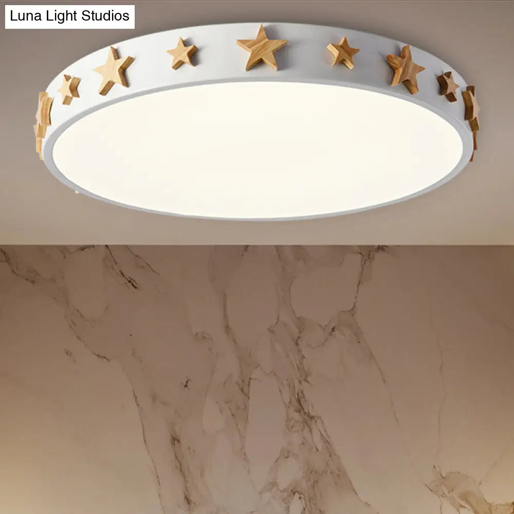 DecorBites™ DecorBites™ Contemporary Drum Flush Mount Light with Star Decoration - Ideal for Kids' Bedroom