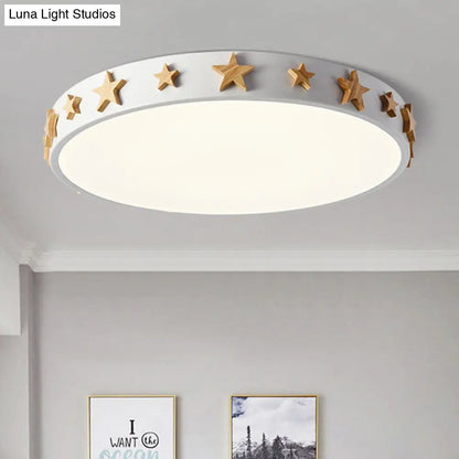 DecorBites™ DecorBites™ Contemporary Drum Flush Mount Light with Star Decoration - Ideal for Kids' Bedroom