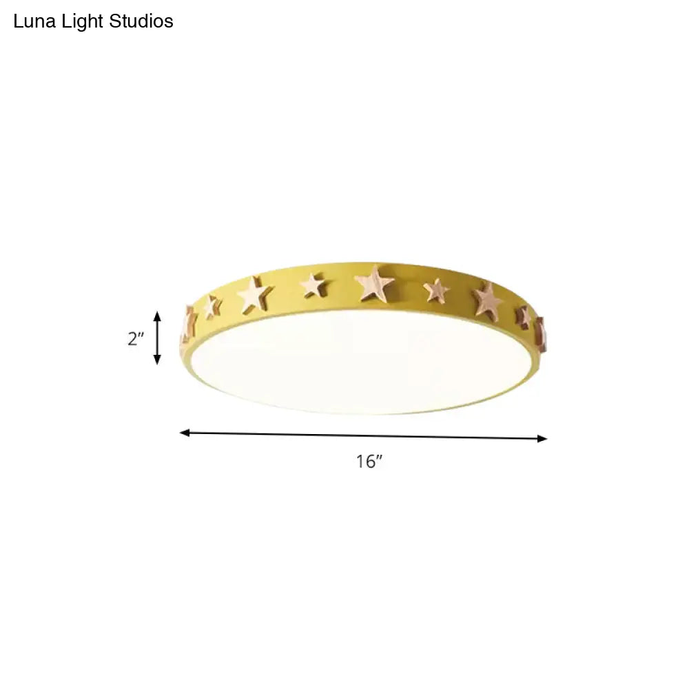 DecorBites™ DecorBites™ Contemporary Drum Flush Mount Light with Star Decoration - Ideal for Kids' Bedroom