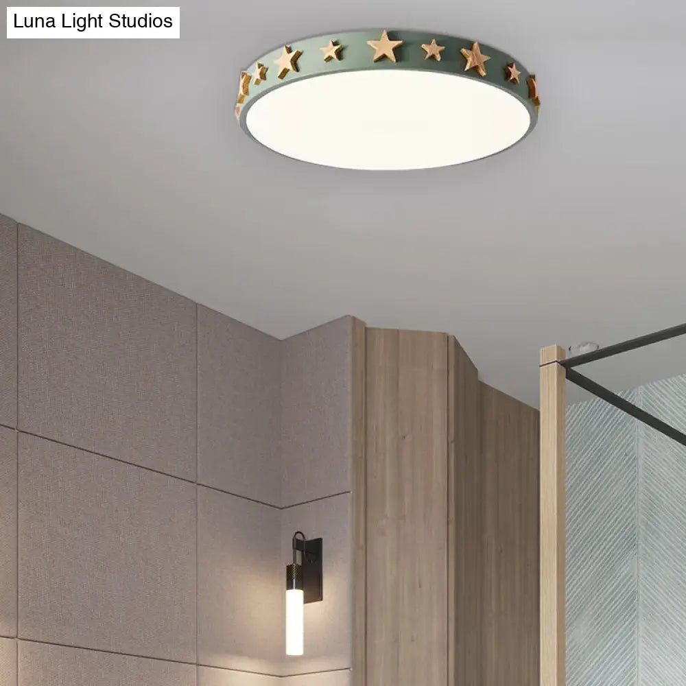 DecorBites™ DecorBites™ Contemporary Drum Flush Mount Light with Star Decoration - Ideal for Kids' Bedroom