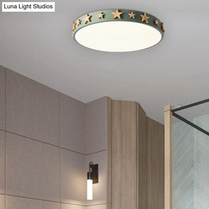 DecorBites™ DecorBites™ Contemporary Drum Flush Mount Light with Star Decoration - Ideal for Kids' Bedroom