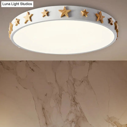DecorBites™ DecorBites™ Contemporary Drum Flush Mount Light with Star Decoration - Ideal for Kids' Bedroom