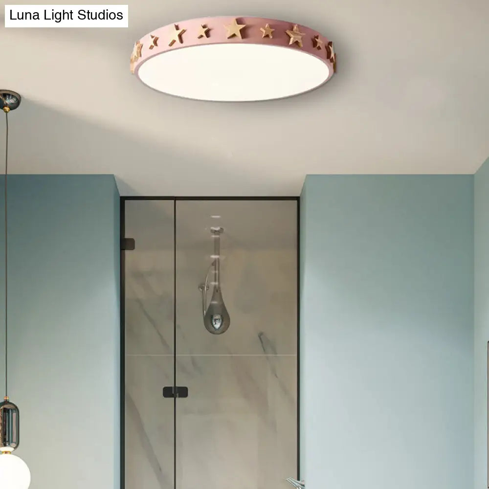 DecorBites™ DecorBites™ Contemporary Drum Flush Mount Light with Star Decoration - Ideal for Kids' Bedroom