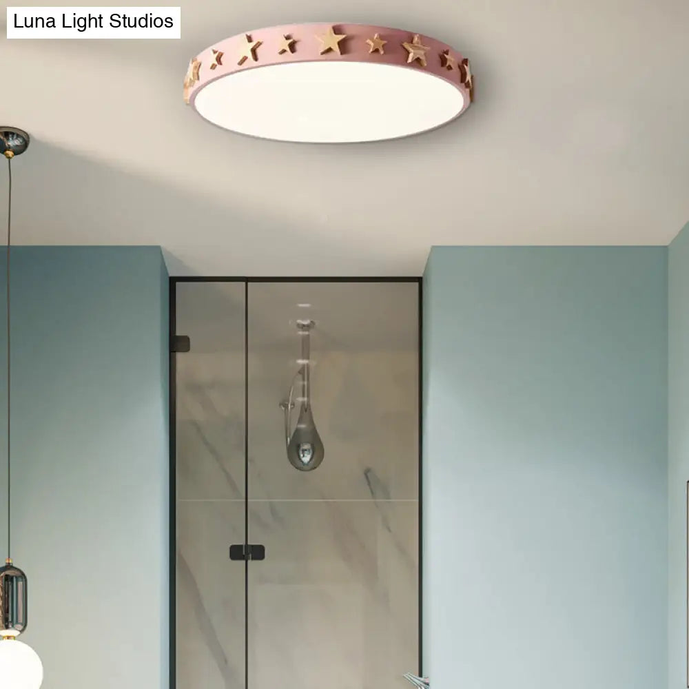 DecorBites™ DecorBites™ Contemporary Drum Flush Mount Light with Star Decoration - Ideal for Kids' Bedroom