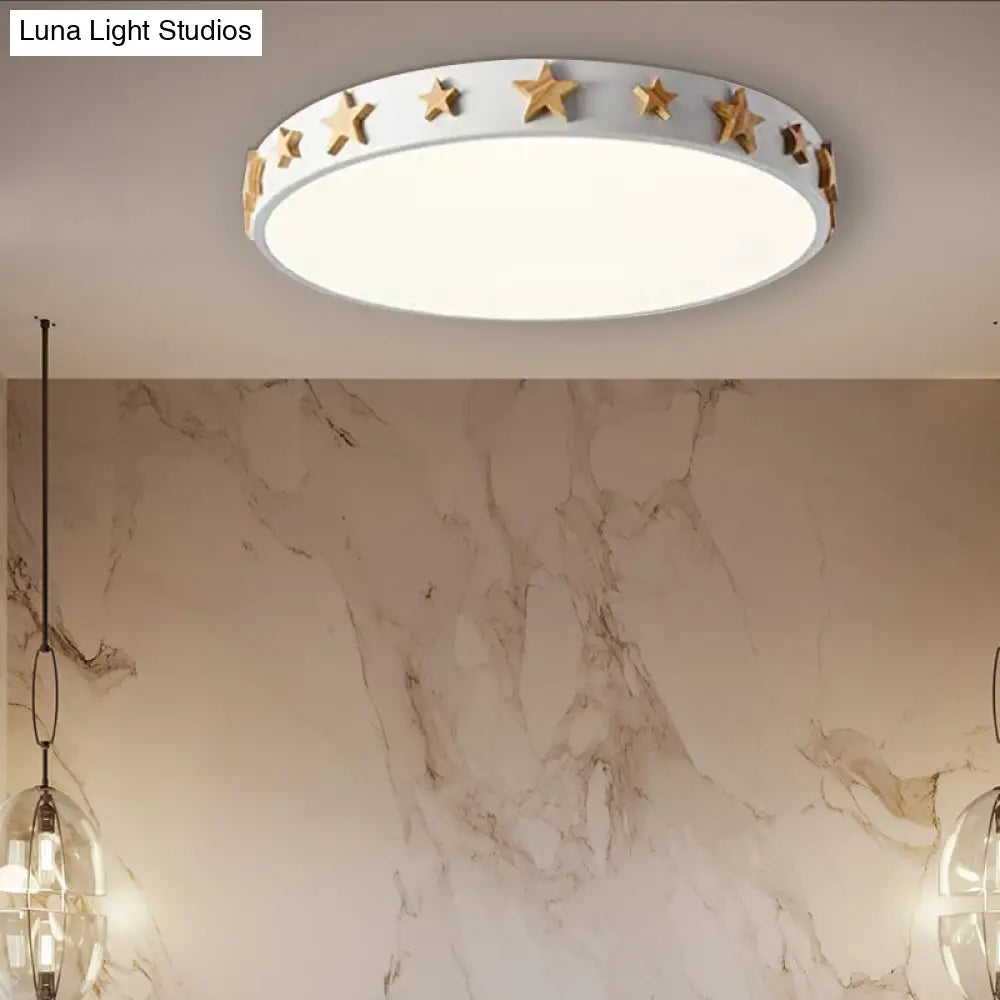 DecorBites™ DecorBites™ Contemporary Drum Flush Mount Light with Star Decoration - Ideal for Kids' Bedroom